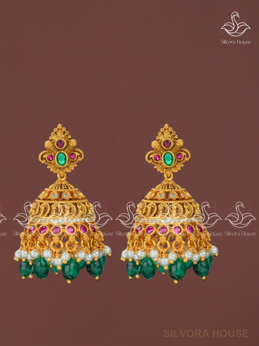 Nritya Devi 925 Silver Temple Jhumkas